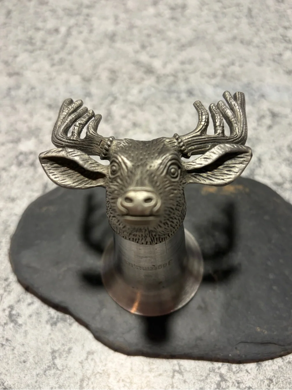 Vintage Jägermeister Pewter and Stainless Steel Stag Head Shot Glass and Jigger